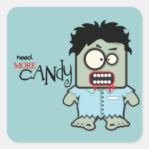 Cute Zombie Halloween Square Sticker