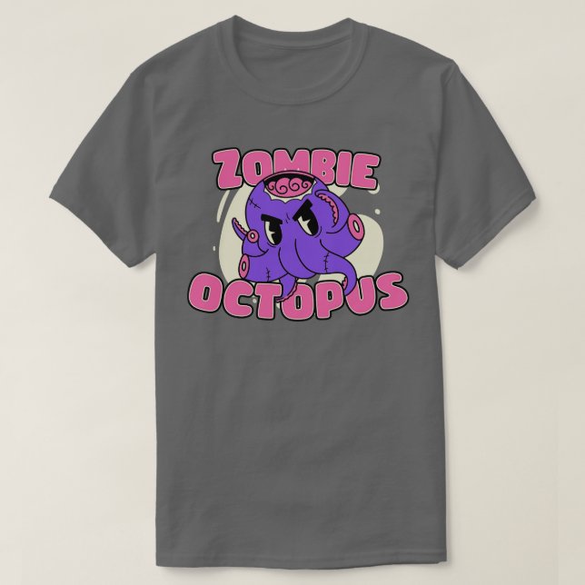 Cute Zombie Octopus Funny Halloween Zombie Animals T-Shirt (Design Front)