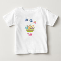 Cute Zoo Animal Ark with a Butterfly and Whale