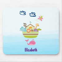 Cute Zoo Animal Ark with a Butterfly and Whale