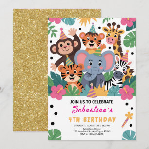 Cute Zoo Animal Kids Party Invitation