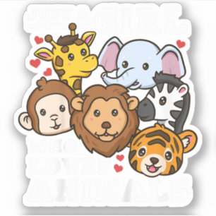 Cute Zoo Animals Elephant & Giraffe Illustration 