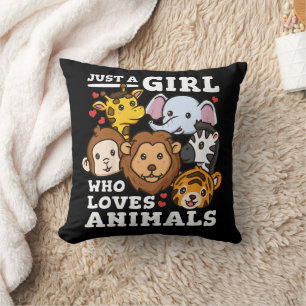 Cute Zoo Animals Elephant & Giraffe Illustration Cushion