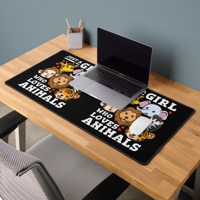 Cute Zoo Animals Elephant & Giraffe Illustration  Desk Mat (Office 2)