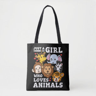 Cute Zoo Animals Elephant & Giraffe Illustration  Tote Bag