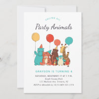 Cute Zoo Animals White Kids Birthday Party