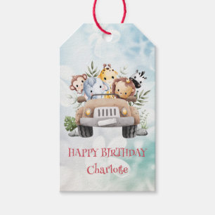 Cute Zoo Car Safari jungle Birthday party Gift Tags