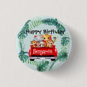 Cute Zoo jungle farm truck boy Birthday party 3 Cm Round Badge