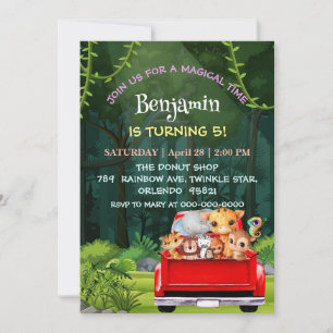 Cute Zoo jungle farm truck tractor boy Birthday Invitation