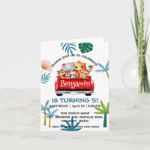 Cute Zoo jungle farm truck tractor boy Birthday Invitation