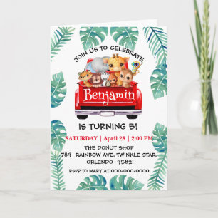 Cute Zoo jungle farm truck tractor boy Birthday Invitation