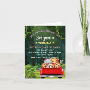 Cute Zoo jungle farm truck tractor boy Birthday Invitation
