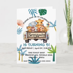 Cute Zoo jungle farm truck tractor boy Birthday Invitation