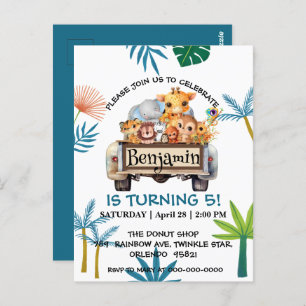 Cute Zoo jungle farm truck tractor boy Birthday Postcard