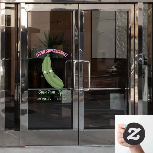 Cute zucchini happy cartoon illustration (Office Door)