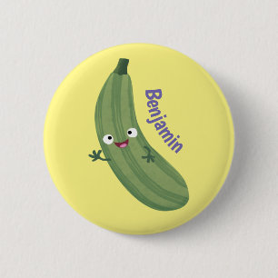 Cute zucchini happy cartoon illustration 6 cm round badge