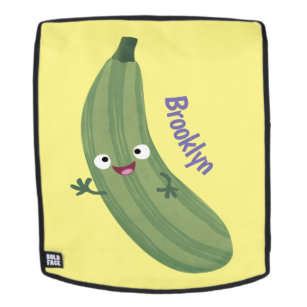 Cute zucchini happy cartoon illustration backpack