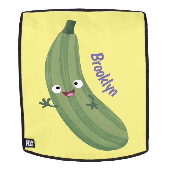 Cute zucchini happy cartoon illustration backpack (Removable Face)