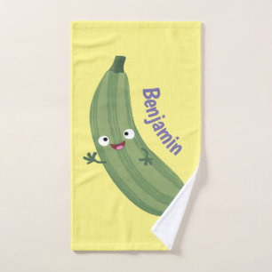 Cute zucchini happy cartoon illustration bath towel set