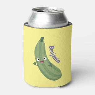 Cute zucchini happy cartoon illustration can cooler