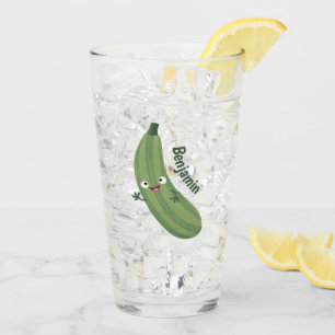 Cute zucchini happy cartoon illustration glass
