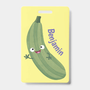 Cute zucchini happy cartoon illustration ID badge