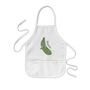 Cute zucchini happy cartoon illustration kids apron