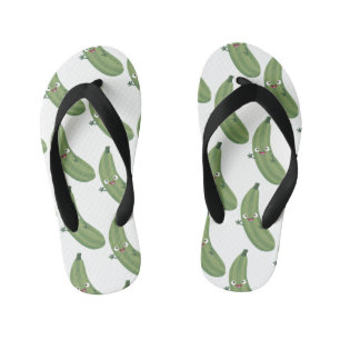 Cute zucchini happy cartoon illustration kid's jandals