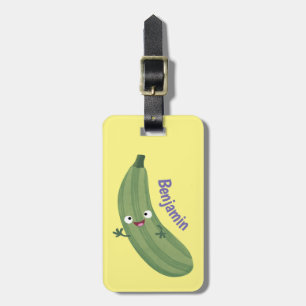 Cute zucchini happy cartoon illustration luggage tag