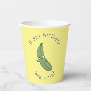 Cute zucchini happy cartoon illustration paper cups