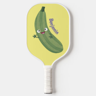 Cute zucchini happy cartoon illustration pickleball paddle