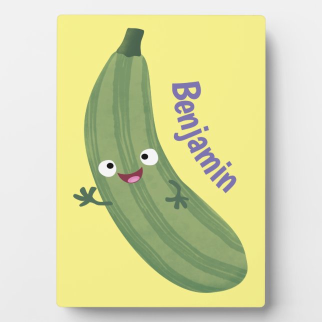 Cute zucchini happy cartoon illustration plaque (Front)