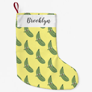 Cute zucchini happy cartoon illustration small christmas stocking