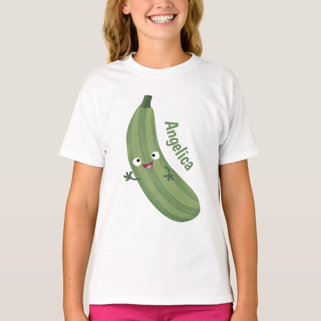 Cute zucchini happy cartoon illustration T-Shirt (Front)