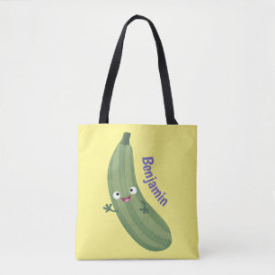 Cute zucchini happy cartoon illustration tote bag