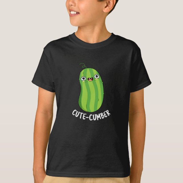 Cutecumber Funny Cucumber Pun Dark BG T-Shirt (Front)