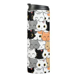 CuteCute Cat Crowd Pattern Thermal Tumbler