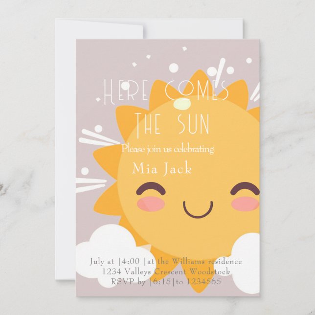 CuteHere comes the sun  Invitation (Front)