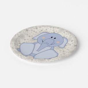 Cutelyn Baby Blue Elephant Paper Plate