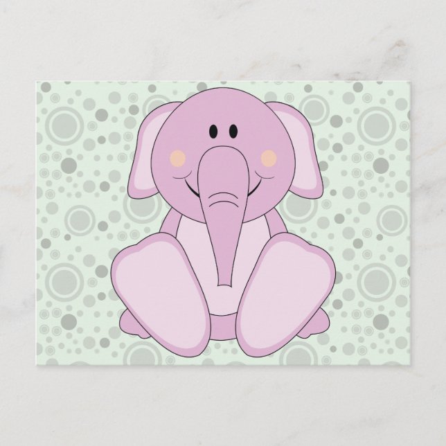 Cutelyn Baby Pink Elephant Postcard (Front)