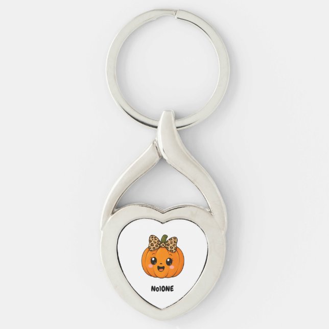 CuteOrange Little Pumpkin Halloween Customise Name Key Ring (Front)