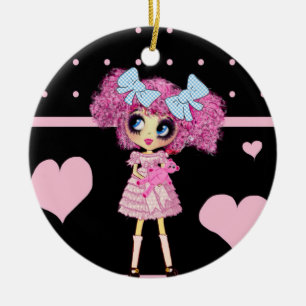 CutePpretty Girly PinkyP Pink Kawaii Girl by LeahG Ceramic Tree Decoration