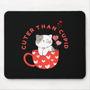 Cuter Than Cupid Kawaii Cat In Mug Fur Mom Kitten Mouse Pad