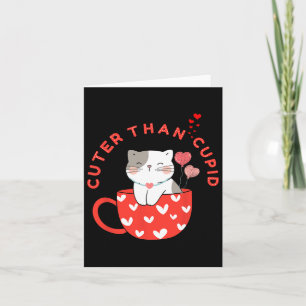 Cuter Than Cupid Kawaii Cat In Mug Fur Mum Kitten Card