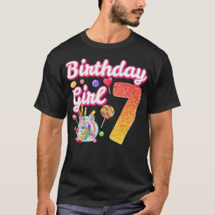 Cutes 7th Birthday Girls Sweet Candy 7 Year Old Ca T-Shirt
