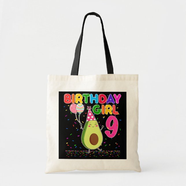 Cutes Avocados 9th Birthday Girl 9 Years Old Tote Bag (Front)
