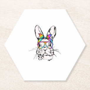 Cutes Bunny Messy Bun Tie Dye Bandanna Rabbit East Paper Coaster