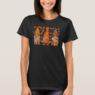 Cutes Gnomes With Pumpkins Maple Fall Autumn Colle T-Shirt