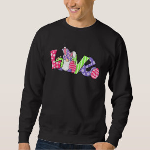 Cutes Love Gnome Bunny Hippie Hunt Eggs Rabbit Eas Sweatshirt