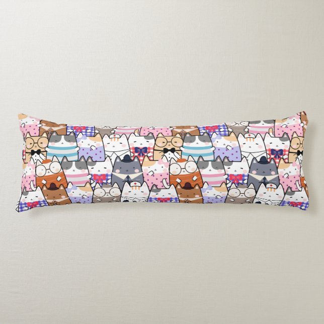 Cutes seamless pattern cats  body pillow (Front)